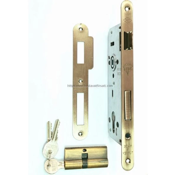 Özcanlar 141 tipi 45 mm ANTİK SARI ESKİTME, ANTİK FÜME, ANTİK BAKIR extra gömme silindirli dış kapı kilidi ürün görseli 1