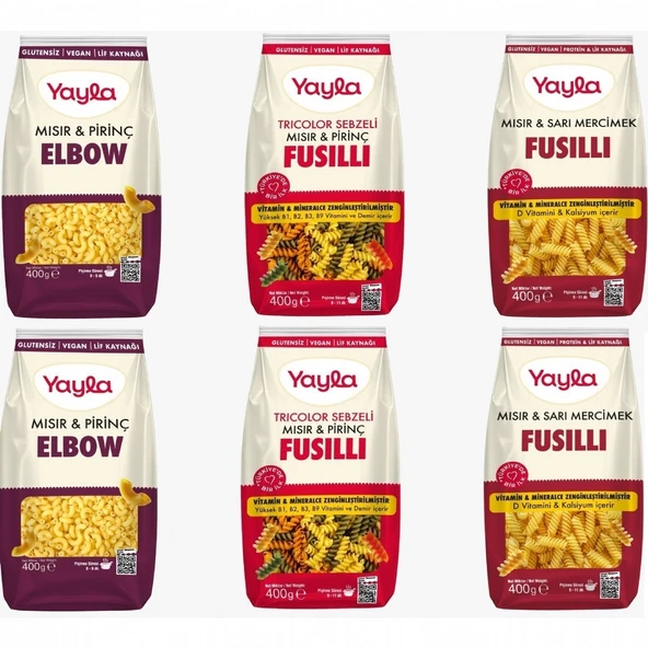 Yayla Glutensiz Makarna Karma Set 400 Gram 6'Lı ürün görseli 1