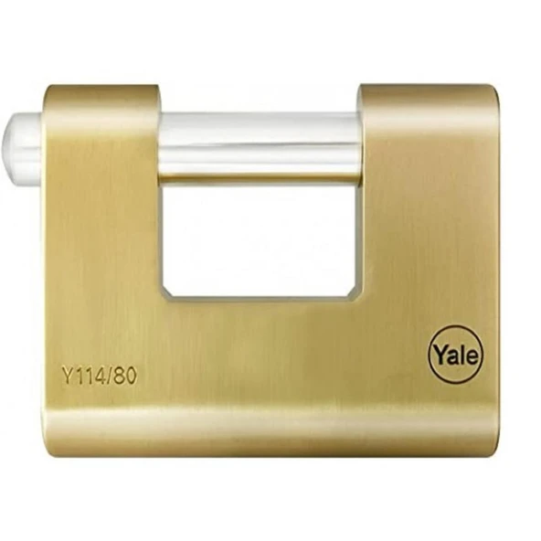 Yale 80 mm oval kayar pimli milli prinç sarı asma kilit ürün görseli 1