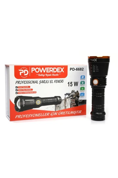 Pd-6682 1000 Lümen 15 Watt Profesyonel Şarjlı El Feneri ürün görseli 1
