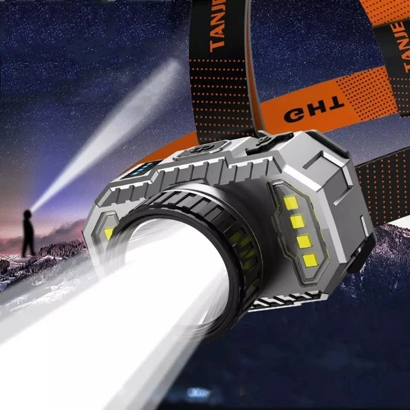 PeakStar PS-010 800 Lümen Zoomlu Şarj Göstergeli Cob LED Usb'li Şarjlı Kafa Lambası ürün görseli 1