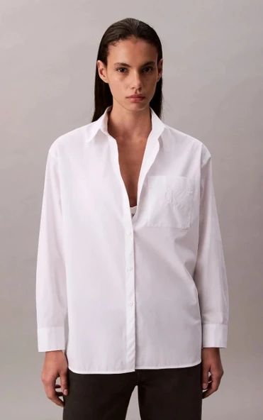 Calvin Klein Kadın Beyaz Gömlek - Resim 3
