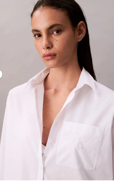 Calvin Klein Kadın Beyaz Gömlek - Resim 4