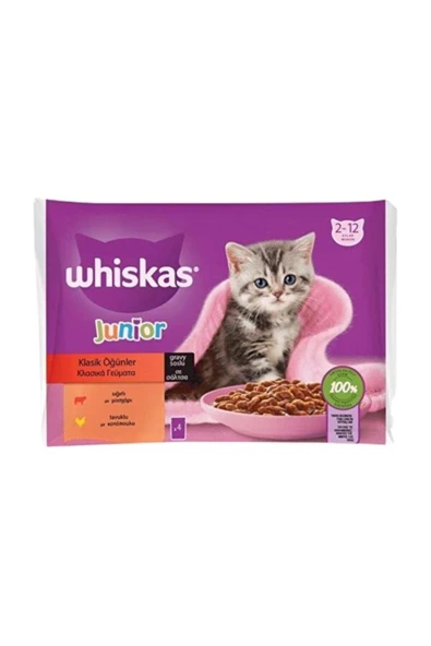Whiskas Klasik Öğünler 4x85 gr Yavru Kedi Yaş Maması ürün görseli 1