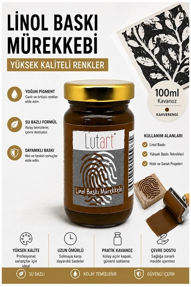 Kahverengi Linol Mürekkebi 100 ml 1 Adet Lutart Linol Baskı Boya Mürekkebi Blok Baskı Sanat Su Bazlı Matbaa Mürekkebi ürün görseli 1