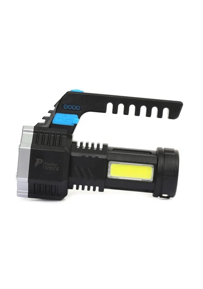 PS-3879 USB Şarj Göstergeli Şarj Edilebilir 7*XPE +COB Led El Feneri ürün görseli 1