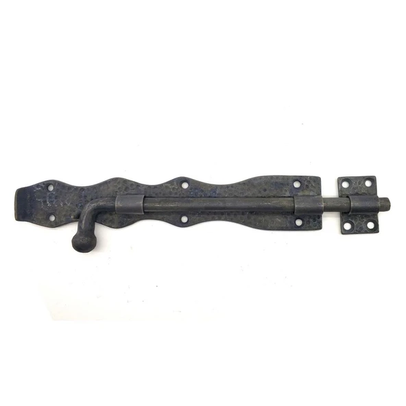 Antika Tarz Dekoratif Pirinç Dövme Kapı Sürgüsü - 25cm, Oksit ürün görseli 1