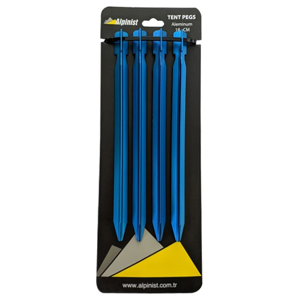 Alpinist Alüminyum 6061 Çadır Kazığı 18 cm Mavi 4'lü ürün görseli 1
