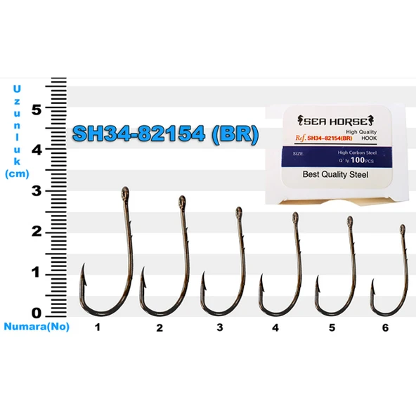 SH34-82154 Sea Horse No: 5/0 Bronz İğne (100'lü) ürün görseli 1