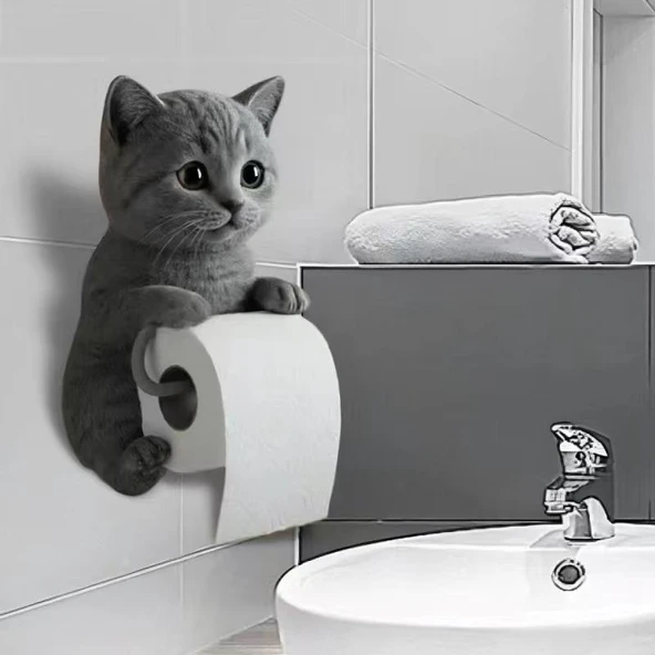 Kedi Tasarımlı Tuvalet Kağıtlığı ürün görseli 1