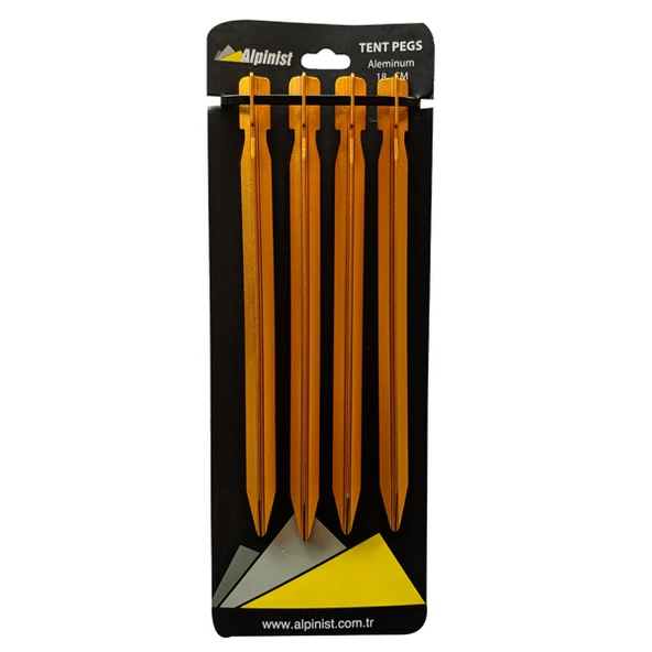 Alpinist Alüminyum 6061 Çadır Kazığı 18 cm Turuncu 4'lü ürün görseli 1