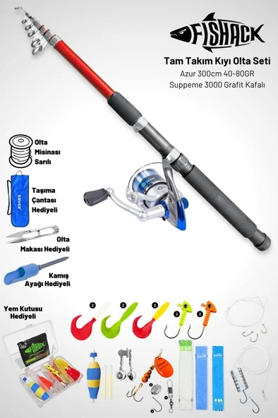 Tam Takım Kıyı Olta Seti - 300 cm Kamış 40-80GR / 3000'lik Supreme Olta Makinesi ürün görseli 1