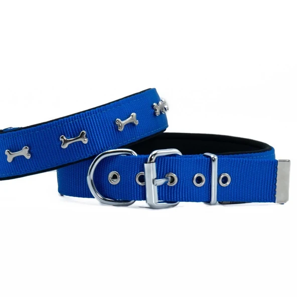 Doggie Konfor Dokuma Kemikli Boyun Tasması Royal Blue 3.0*42-50 cm (DSBT-3062 M) ürün görseli 1