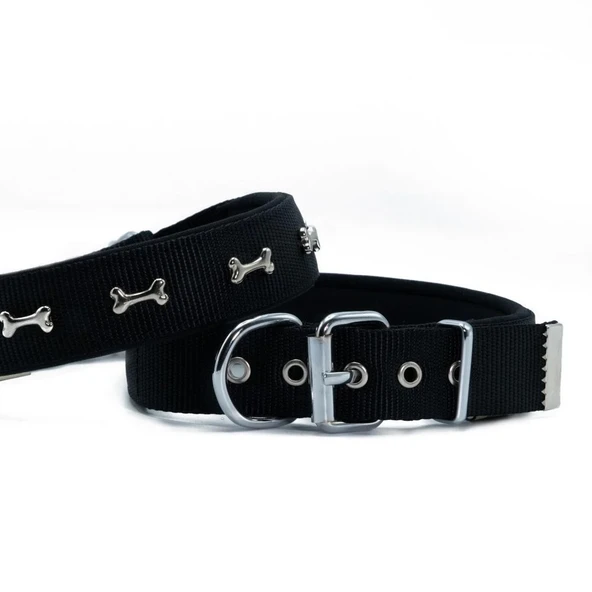 Doggie Konfor Dokuma Kemikli Boyun Tasması Siyah 3.0*42-50 cm (DSBT-3062 M) ürün görseli 1