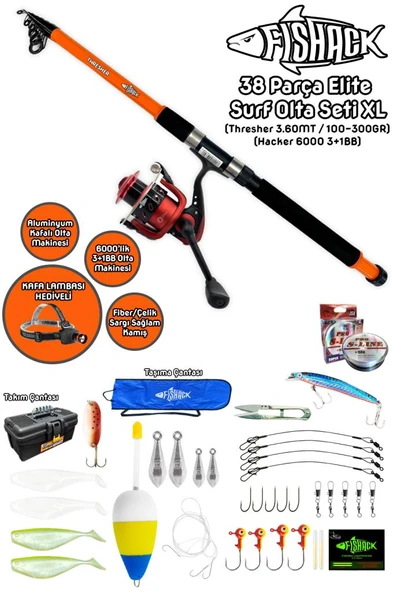 Fishack 38 Parça Surf Elite Deniz Olta Seti XL - 3.60MT / 100-300GR ürün görseli 1