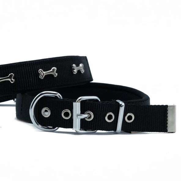 Doggie Konfor Dokuma Kemikli Boyun Tasması Siyah 2.5*37-45 cm(DSBT-2562 M) ürün görseli 1