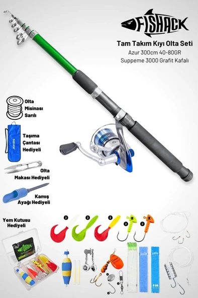 Tam Takım Kıyı Olta Seti - 300cm Kamış 40-80GR / 3000'lik Suppeme Olta Makinesi ürün görseli 1