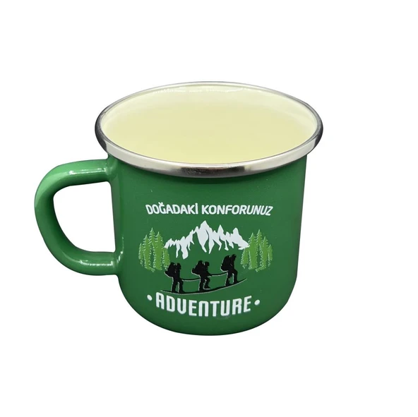Orcamp Retro Emaye Kupa Bardak Adventure Yeşil (OUT-1900) ürün görseli 1