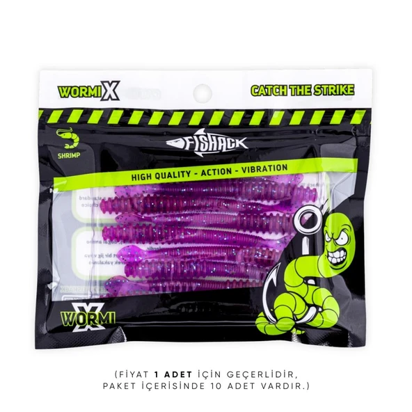 Silikon Kurt Yem - 2,2g 87mm - Fishack Wormix - Purple - Resim 5