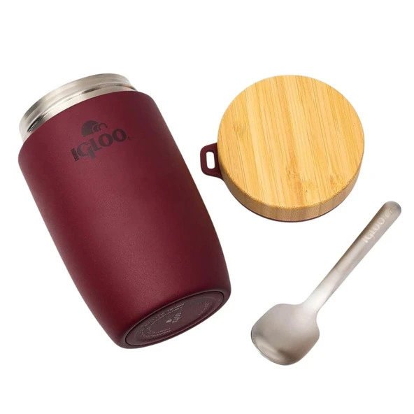 Çelik Yemek Termos - Igloo - Bamboo - 500 ml - Bordo - 205789 - Resim 2