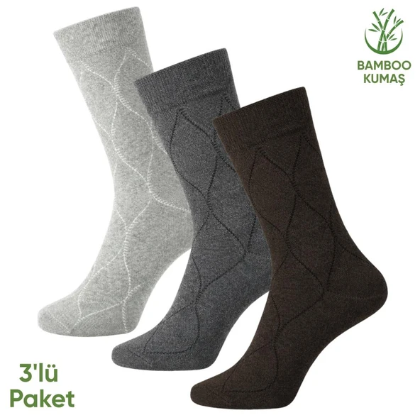 Bambu Erkek Soket Çorap - 3 Çift - Dikişsiz - Bakü - 17672 - Set 3 ürün görseli 1