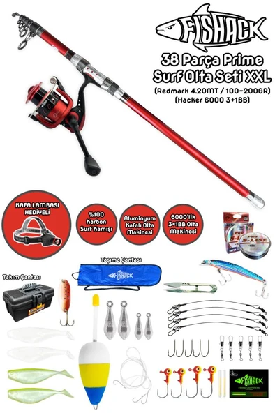 Fishack 38 Parça Surf Prime Deniz Olta Seti XXL - 4.20MT / 100-200GR ürün görseli 1