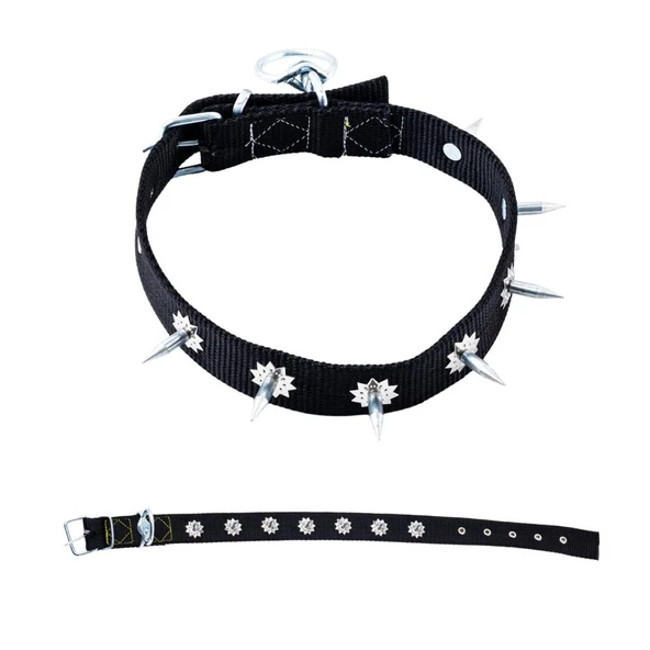 Dokuma Çivili Köpek Boyun Tasması - 4*70 cm - Siyah ürün görseli 1