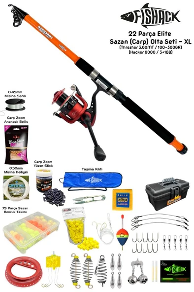 Fishack 23 Parça Elite Sazan (Carp) Olta Seti XL - 3.60MT / 100-300GR ürün görseli 1