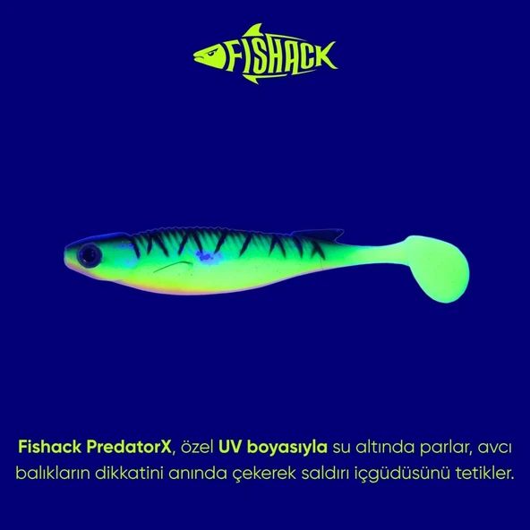 Silikon Balık - 10g 100mm - Fishack PredatorX - UV Boyalı - Drill - Resim 3