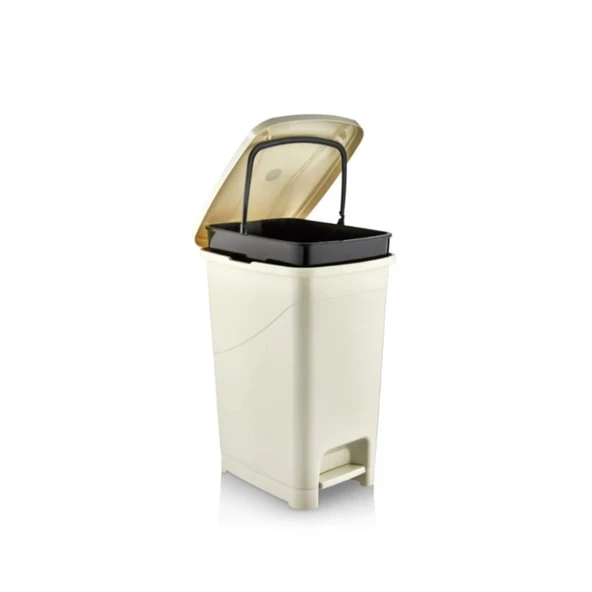 Omnipazar SRL-3029 Slim Pedallı Plastik Çöp Kovası İç Kovalı 25 litre Bej ürün görseli 1