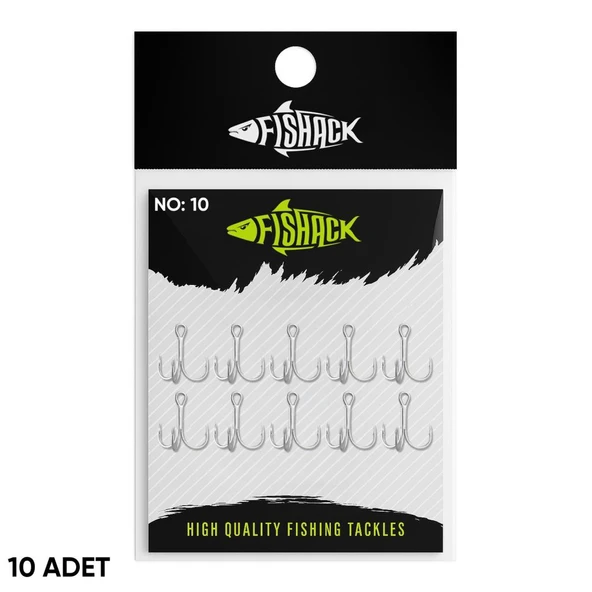 Üçlü İğne - Nikel Üçlü Kanca - Fishack 3210 - 10 Adet - No 10 ürün görseli 1