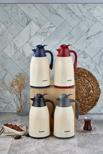 CKR-2075 1.3LT RENKLİ CAM HAZNELİ RETRO PLASTİK TERMOS (5250) ürün görseli 1