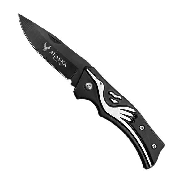 Katlanır Cep Çakısı - Siyah - SDR-001 - Leylek Motifli ürün görseli 1