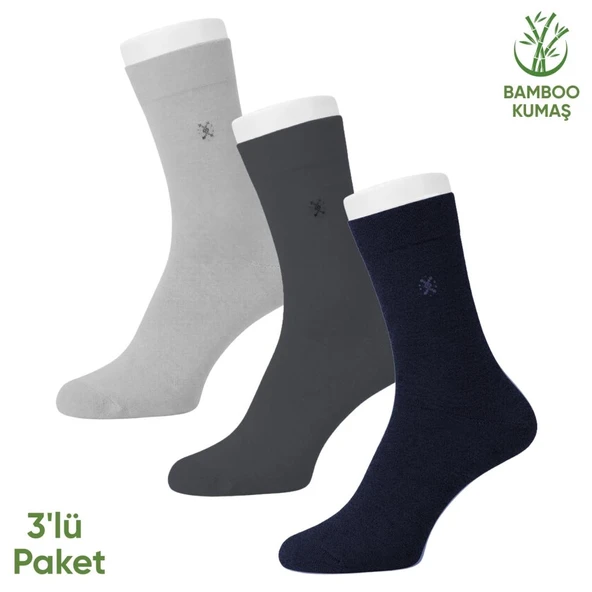 Bambu Erkek Soket Çorabı - 3 Çift - Dikişsiz - Gori -17135 - Set 3 ürün görseli 1