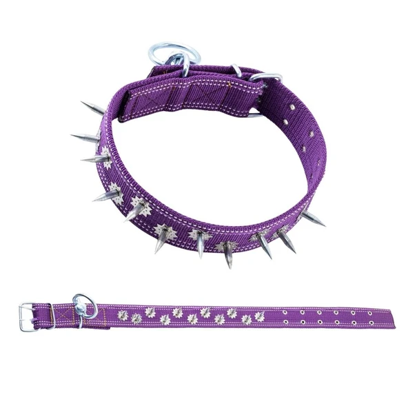 Dokuma Çivili Köpek Boyun Tasması - 5*80 cm - Mor ürün görseli 1