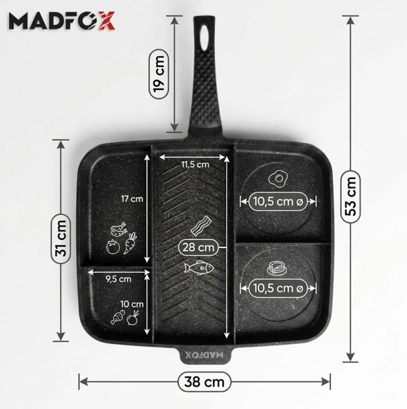 Madfox GrillMaster 5 Gözlü Granit Döküm Tava - Resim 2
