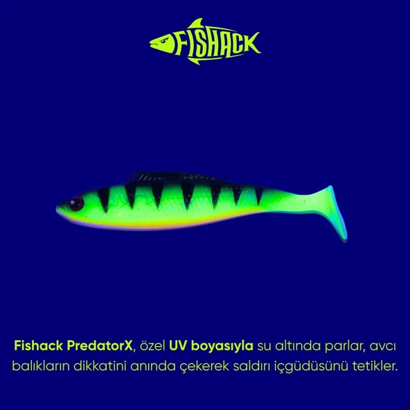 Silikon Balık - 4,5g 85mm - Fishack PredatorX - UV Boyalı - Volt - Resim 3