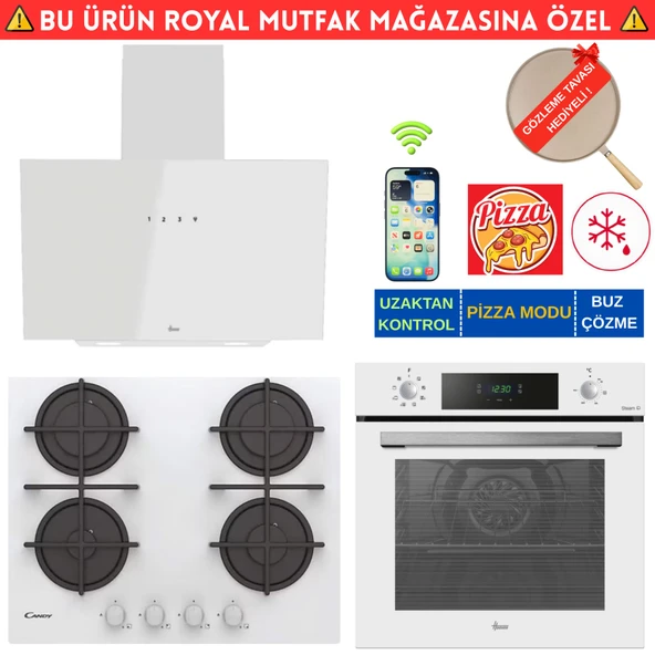 Hoover MODENA Telefon Bağlantılı Beyaz Cam  Ankastre Set (HO3158W+ Cand-y  CVG6WW +HDG6C1GWTK) ürün görseli 1