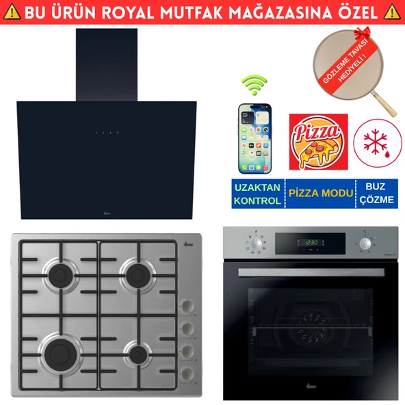 Hoover NeW Telefon Bağlantılı İnox Turbo Ankastre Set (HO3158IN+ HHW6LMX Emaye + HDG6C1GBTK Siyah) ürün görseli 1