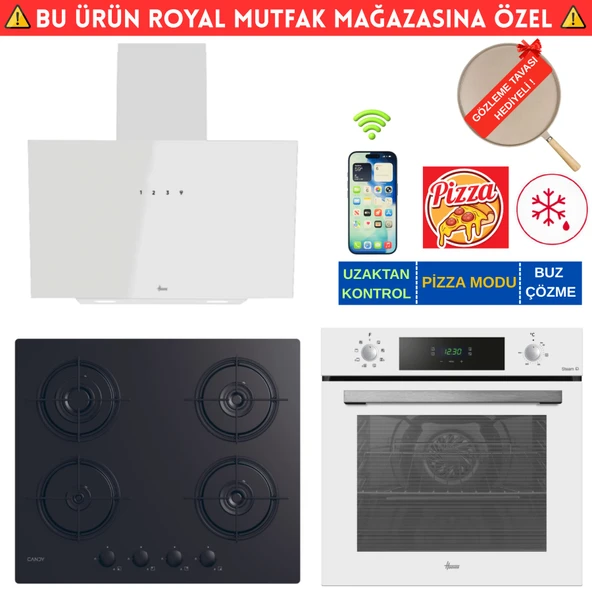 Hoover Vulpe Telefon Bağlantılı Beyaz Cam  Ankastre Set (HO3158W+ Cand-y CVW6BB Siyah +HDG6C1GWTK) ürün görseli 1