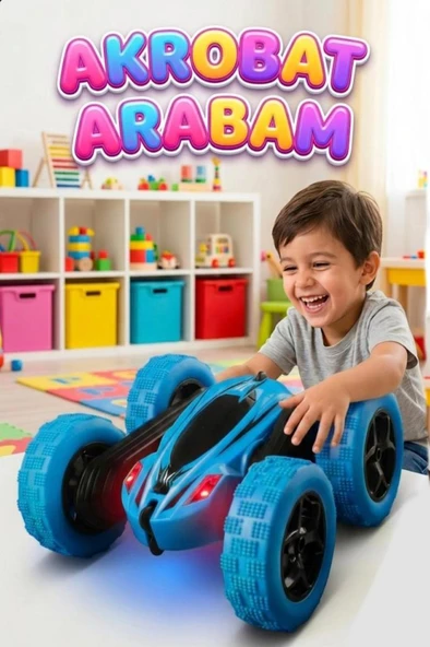 Uzaktan Kumandalı 5 Fonksiyonlu Işıklı Şarjlı 360 Derece Dönebilen Oyuncak Akrobat Araba ürün görseli 1
