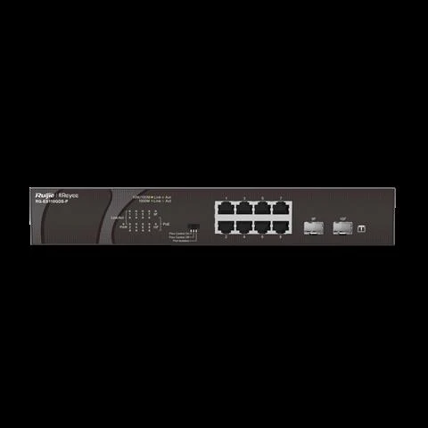 RUIJIE 8port RG-ES110GDS-P Gigabit 2X-SFP 120W Full PoE Yönetilemez Switch ürün görseli 1