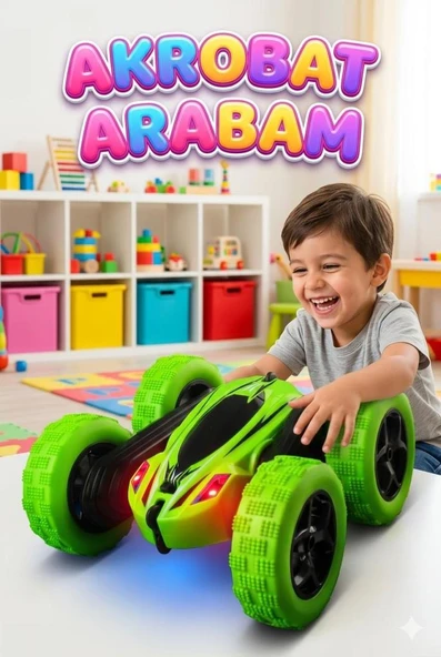 Uzaktan Kumandalı 5 Fonksiyonlu Işıklı Şarjlı 360 Derece Dönebilen Oyuncak Akrobat Araba ürün görseli 1