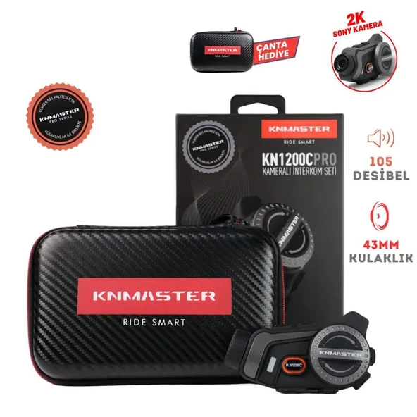 KNMASTER KN1200C PRO Kameralı Motosiklet Kask İnterkom Bluetooth Intercom Kulaklık Seti ürün görseli 1