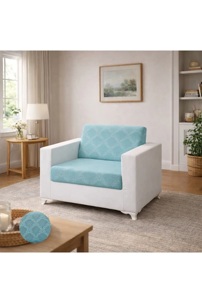 Akbal Home Gofre Kumaş 2 Adet Tek Kişilik Klasik Koltuk Örtüsü Lastikli Kolsuz +2 Adet Kırlent Hediye! ürün görseli 1