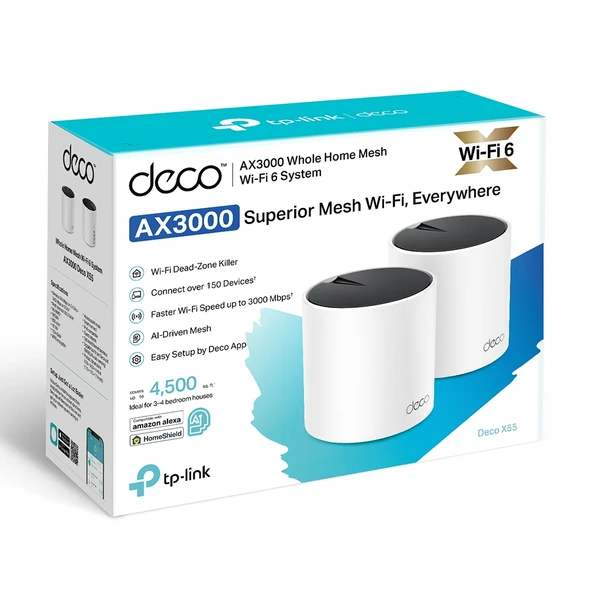 TP-LINK DECO X55-2 Wıfı6 AX3000 Mesh Router 2-li set - Resim 8