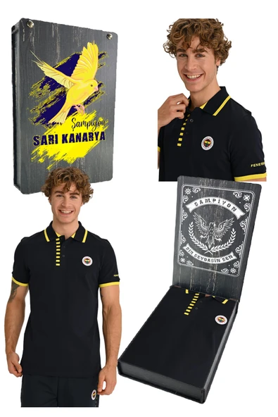 FENERBAHÇE ORİJİNAL LİSANSLI ERKEK TRİBÜN ÇUBUKLU DETAYLI POLO T-SHİRT UV KUTU HEDİYELİ ürün görseli 1
