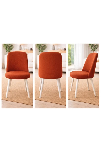 Akbal Home Sandalye Kılıf 4 Adet Standart Retro Yuvarlak Bal Petek Kumaş Kaliteli Likralı Lastikli Kiremit Renk ürün görseli 1