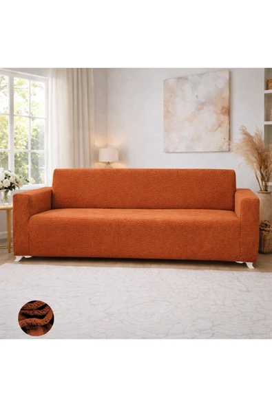 Akbal Home Welsoft Teddy 3lü Klasik Koltuk Örtüsü Lastikli Tüm Giydirme +2 Adet Kırlent Hediye! ürün görseli 1