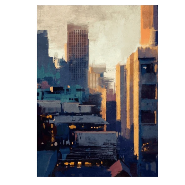 Skyscrapers Yağlı Boya Dokulu Tablo ürün görseli 1